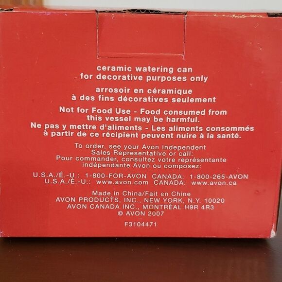 New in Box Avon Small Decorative Ceramic Floral Watering Can / Planter (2007) - Picture 8 of 8